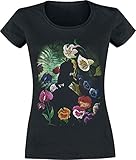 Alice im Wunderland Black Flower Frauen T-Shirt schwarz S 100% Baumwolle Disney, Fan-Merch, F