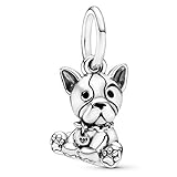 French bulldog silver dangle with black