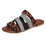 ypyrhh Damen Herren Clogs Hausschuhe,Freizeit-Flache Hausschuhe,große Größe Kreuz Word-Frauenschuhe-Leopard_37,Damen Elegantes H