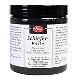 Viva Decor® Schiefer-Paste (Farbe Schwarz, 250 ml) Strukturpaste auf Acryl-Basis - Acrylfarbe mit Stein- / Schiefer-Effekt für Dekorationen aus Glas, Holz, Pappe, Kunststoff uvm. - Made in Germany