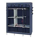 Kleiderschrank Mehrzweck-Schrank Organizer Kleiderschrank Tragbare Kleidung Schrank Regale wasserdichte Vliesstoff Schlafzimmer Hängende Schrank Kleiderschrank Kleiderschrank, Navy Blau Ab