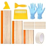 Aoibrloy 19 Stück Siebdruck-Rakel-Kit mit 3 Stück Siebdruck-Rakel (15cm, 24cm,35cm) 3-teiligem Kunststoff-Rakel, 1-teiliges Klebeband, 2-Paar-Handschuhe, 10-teilige H