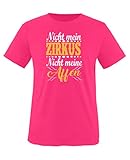 Comedy Shirts - Nicht mein Zirkus, Nicht Meine Affen - Mädchen T-Shirt - Pink/Weiss-Gelb Gr. 110/116