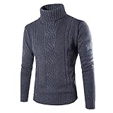 FUZHA Herren Rollkragenpullover Feinstrick Basic Slim fit Sweater Pulli Herren Rollkragen-Pullover Herren Rolli Rollkragenpullover für Herren mit Streifenmuster Angenehmer Pullover Herren Lang