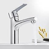 BONADE Chrom Waschtischarmatur für Bad, Einhebelmischer Wasserhahn Bad mit Auslauf Höhe 102mm, Waschbecken Armatur OHNE Zugstange, Einhand-Waschtischbatterie B