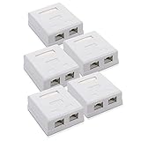 kwmobile 5x CAT 6A Aufputz Netzwerkdose 2 Port - RJ45 Buchse 10 Gbit/s - Netzwerk LAN Aufputzdose - Netzwerkkabel Internetdose Set in Weiß
