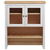 Tidyard Buffetschrank Vitrine Sideboard-Aufsatz Küchenschrank Wohnzimmerschrank, Kiefer-Massivholz 90 x 33 x 100 cm Weiß und Honigb