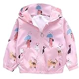 Kapuzenjacke Kinder Windbreaker Jacke mit Kapuze Baby Warme Wasserdicht Regenjacke Cartoon Dinosaurier Druck Übergangsjacke Outdoorjacke Wanderjacke Frühling Herbst Outwear 2-8 J
