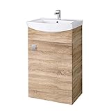 Waschbecken mit Waschbeckenunterschrank/Waschtisch-Unterschrank 45cm Gäste Bad WC (Sonoma Eiche)