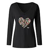 Liebe Feder Lose Bluse Lässig langärmeliges T-Shirt Herb