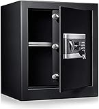 43L Tresor Safe mit Schlüssel Safe Cabinet Feuerfest und Wasserdicht, 38x31x45cm Elektronisches Passwort In-Wall Home Office Safe für Bargeld Geld Schmuck