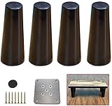 4 Stück Massivholzmöbel Beine, Schwarze Sofabeine, Tischbeine Stützfüße, Für Couchtisch Buffets Bett Sideboards Schrank Kommode (Größe: 15Cm)