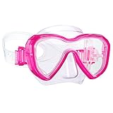 Dorlle Kinder Taucherbrille Tauchmaske,Anti-Fog und Anti-Leck Schnorchelbrille Schwimmbrille Wasserdicht Tempered Glas Maske für Kinder,R