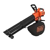 Black+Decker Akku-Laubsauger / Laubbläser mit Häcksler BCBLV36B (45l Fangsack, bürstenloser Motor, 210 km/h Luftgeschwindigkeit und hohe Saugleistung – 36V, Lieferung ohne Akku und Ladegerät)