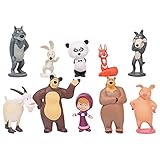 KKTICK Party Kuchen Dekoration Lieferungen, 10 Stück Mascha und der Bär Mini Figuren Kuchen Dekoration Geburtstags, Cake Tortenfiguren Tortendeko, für Kindergeburtstag Deko mädchen/Jung