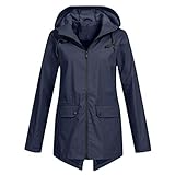 Lomelomme Regenjacke Damen Wasserdicht Regenmantel Atmungsaktiv Tunika Jacke Mantel Winddicht Winterjacke Outdoor Sportjacken Parka C