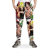 Teen Girls Boys Pants One Piece Anime Luffy Friends Cool Sweatpants Cinch Bottom Trousers Elastic Waist Sports Tracksuit White XL