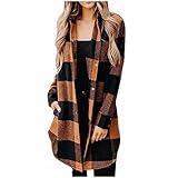 GFGHH Damen Jacke Lange Karierte Hemdjacke Holzfällerjacke Übergangsjacke Langarm Hemdbluse Wintermantel Casual Outwear Oversized Casual Karohemd Bluse Plüscha Mantel Tunik Boyfriend Jacken Hemdjack