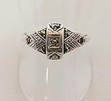 vintage13.de eleganter Art Déco Ring Silberring 835 mit 9 Markasiten Handarbeit Meisterp