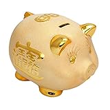 dxzsf Sparschwein 6 Zoll Gold-Schwein Glücksgeld Box Keramik Piggy Bank-Münzen-Bank Banknoten Piglet-Dekoration reizende Kindergeburtstag-Festival-Geschenk Spardose Kinder (Size : 8 Inches)