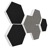 Schallabsorber 3D-Set'Colore' aus Basotect G+ Akustikelemente Filzoberfläche SCHWARZ + GRANITGRAU