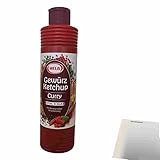 Hela Curry Gewürz Ketchup extra scharf 1er Pack (1x800ml Flasche) + usy Block