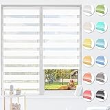 HOMEDEMO Doppelrollo Klemmfix ohne Bohren & mit Bohren, Rollos für Fenster und Tür, (Weiss, 40x120cm) Duo Rollo Klemmrollo lichtdurchlässig, Fensterrollo S