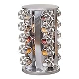 Rotierendes Gewürzregal, 20-Gläschen Gewürzregal, Edelstahl-Gewürzregal Leeres Glas mit Etiketten für die Arbeitsplatte, Gewürzregal Tower Organizer mit Silikontrichter für Küchengewü