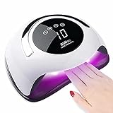 UV LED Lampe für Nägel, 120W Nageltrockner,Professionelle Nagellampe mit 4 Timer,Auto-Sensor,Touchscreen,Abnehmbare Magnet-Platte,Aushärtungswerkzeug für Fingernagel/Zehennagel gel shellac polyg