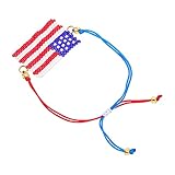 Amosfun USA Flagge Armband Amerikanischen Flagge Geflochtene Armband Boho Bead Armband Patriotischen Armband Unabhängigkeit Tag Schmuck Geschenk für Frauen M