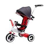 GCXLFJ Dreirad FüR Kinder Ab 1 Dreirad,Kinder Mit Markise 3 In 1 Multifunktions-Dreirad,1-6 Jahre Altes Baby-Outdoor-Dreirad,3 Farben,56x70x54cm (Color : Red)