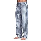 SSLLH Herren Schlafanzughose Weicher Loungehose Leichte Freizeithose Loose Mode Pyjamahose Lange Karierte Nachtwäsche Lang Freizeithose Sleep Hose Loungewear Elastischer Kordelzug Taillenbund Groß