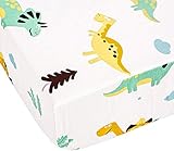TEALP Spannbettlaken für Babybett, 100 % Baumwolle, Dinosaurier, 60 x 120