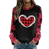 Langarmshirt Pullover Herbst Winter Langarm Oberteile, Sweatshirt Casual Buchstabe Print Round Neck Long Sleeve Sweater Loose Sports Bluse Übergroße Teenager Mädchen Hoodie Loose (2# Wein, L)
