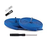 Lazy Laces Elastische Schnürsenkel für Herren und Damen, Metall, Buchstabenhalter, Sport, freies Binden für Kinder, kein Binden, flach, Königsblau, USA, 100