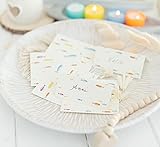 25 Stück - Tischkärtchen, Platzkarten, Sitzkarten für Deine Kommunion, Konfirmation oder Taufe (Water Color Fisch)