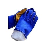 Isolierte Schutzhandschuhe, Blau Genähte Hochtemperatur-Lederhandschuhe Für Elektrischen Schweißofen Ästhetisch Und Prak