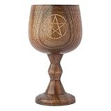 Driibubur Einzigartiges Design Weinbecher Jujube Holz Mittelalter Gothic Kelch Fünfzackiger Stern Muster Tisch Dekoration Bar Geschenk Holz Weink