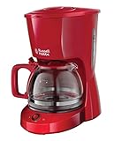 Russell Hobbs Kaffeemaschine Textures rot, bis 10 Tassen, 1,25l Glaskanne, Abschaltautomatik, Wasserstandsanzeige, Warmhalteplatte, Abschaltautomatik, Tropf-Stopp, 975W, Filterkaffeemaschine 22611-56