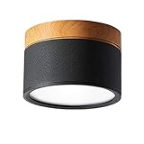 Temgin LED Deckenleuchte Aufputz Warmweiß Aluminium Schwarz Matt 12W 230V Ø110mm Aufbauleuchte Deckenlampe 3000K Aufbaustrahler Schwenkbar Strahler Wohnzimmer E