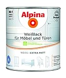 ALPINA Weißlack für Möbel und Türen 2 Liter Farbe Weiss Ex
