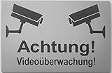 BigTrend24 Warnschild Sicherheitsschild Videoüberwachung Hinweis Schild Kamera Überwachung Kamera Attrappe Achtung Videoüberwachung Für Privatgrundstück Silber (15x10cm Selbstklebend)