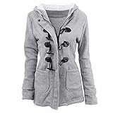 RMBLYfeiye Winterjacke Damen Kapuzenmantel mit Hupenknopf Windproof Lang Übergangsjacke Warm Dicker Jacke Wintermantel Hoodie Kapuzenmantel Baumwollmantel Parka Staub