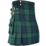 MajesticUSA Kilts for Men Tartan Utility Highland Traditional Wedding with Adjustable Straps (Black Watch, Belly Button Measurement 48)