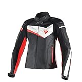 Dainese-VELOSTER LADY Lederjacke, Schwarz/Weiss/Fluo-Rot, Größe 46