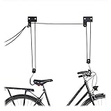 Relaxdays, schwarz Fahrrad Deckenlift, 45 kg Traglast, mit Haken, universal, mit Seilbremse, Seilzug, Kajak, Fahrradlift, One S