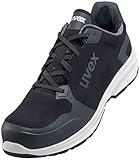 Uvex 1 Sport S3 ESD Sicherheitsschuhe für Herren - Bequeme & Atmungsaktive Arbeitsschuhe für Männer - Leichte & Ergonomische Halbschuhe Velours ,Schwarz,44 EU