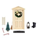 Super Idee Wichteltür Weihnachten Set Miniatur Wichtel Set Wichtel Tür Nissedor mit Zubehör Stiefel Laterne Weihnachtsbaum Dekokranz Holzleiter Wichtelbesen Zuckerstange Verzierungen für W
