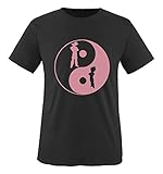 Comedy Shirts - Yin Yang Dragonball - Mädchen T-Shirt - Schwarz/Rosa Gr. 110-116