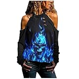 Damen Langarmshirt Esprit Shirtkleid Oversize Sweatshirt Hemd Pullover Sweatshirt Tshirt Damen Tie Dye Basic Oberteil Yoga Pullover Damen Sexy Pullov(Blue,L)